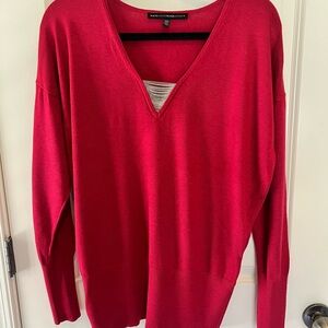 White House Black Market Bold Red V-Neck Sweater